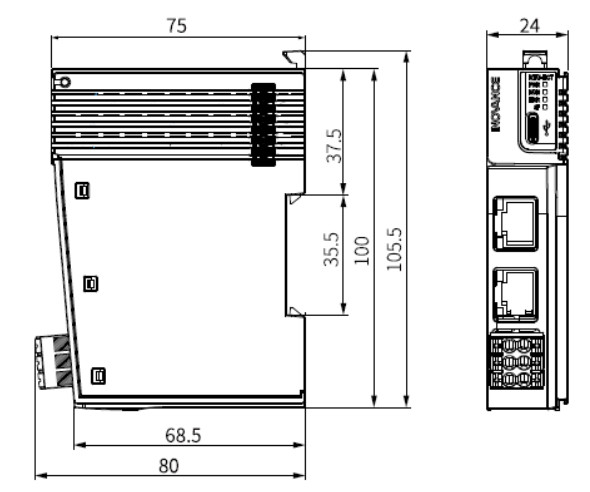 Adapter komunikacyjny GL20-RTU-ECT - wymiary