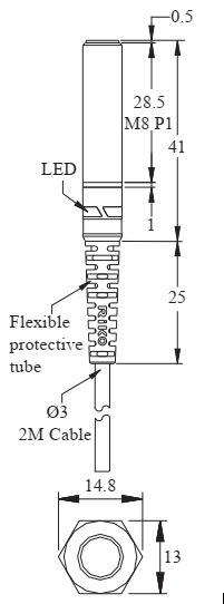 Czujnik indukcyjny RiKO PSC0801-P3 - wymiary