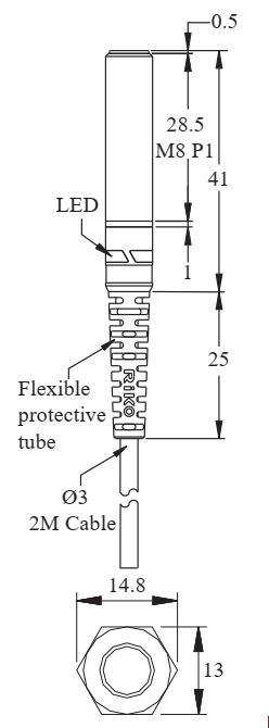 Czujnik indukcyjny RiKO PSC0801-NP - wymiary