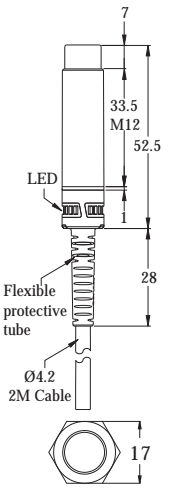 Czujnik indukcyjny RiKO PSC1206-N - wymiary