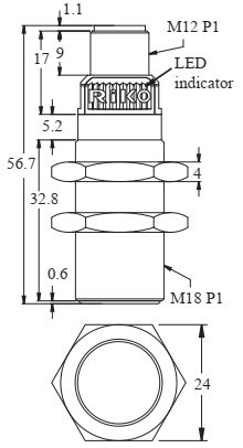 Czujnik indukcyjny PSC1805-NPM1 - wymiary