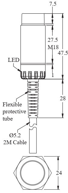 Czujnik indukcyjny RiKO PSC1812-N - wymiary