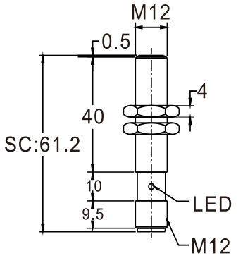 Czujnik indukcyjny RiKO SC1202-NM1 - wymiary