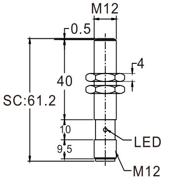 Czujnik indukcyjny RiKO SC1202-PM1 - wymiary