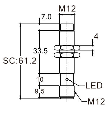 Czujnik indukcyjny RiKO SC1204-N2M1 - wymiary