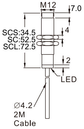 Czujnik indukcyjny RiKO SC1204-P2 - wymiary