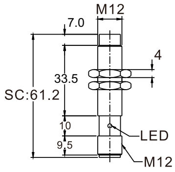 Czujnik indukcyjny RiKO SC1204-P2M1 - wymiary