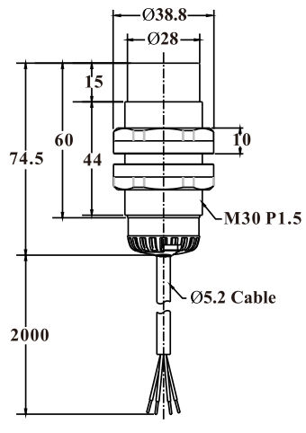 Czujnik indukcyjny SCP3015-KP2 - wymiary