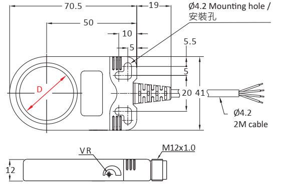 Czujnik indukcyjny pierścieniowy SIR30-KP2K1 - wymiary