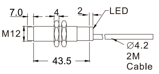 Czujnik indukcyjny RiKO TSC1207-N - wymiary
