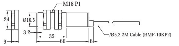 Czujnik optyczny, bariera RMF-10KP2 - wymiary