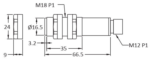 Czujnik optyczny, bariera RMF-10PK1 - wymiary