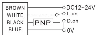 Czujnik optyczny, odbiciowy PK3-DU30P - schemat podłączenia
