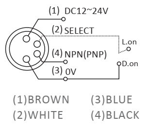 Czujnik optyczny, refleksyjny PK3-QR2NB - schemat podłączenia