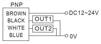 Czujnik optyczny, widełkowy RiKO SU30-2P - schemat podłączenia