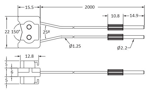 Czujnik światłowodowy, odbiciowy FRD-FU901-20 - wymiary