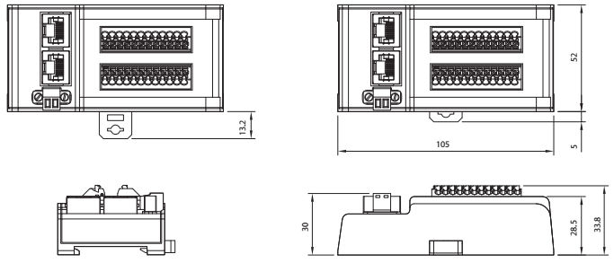 Moduły Fastech Ezi-IO-EC-16 kanałów - wymiary