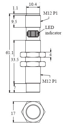 Czujnik indukcyjny PSC1206-NPM1 - wymiary