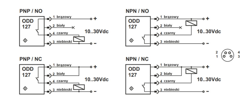 Schemat połączeń - czujnik optyczny UDT18I41L
