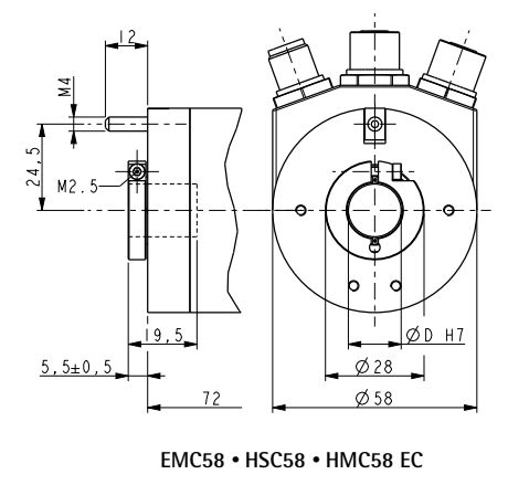 Wymiary - enkoder absolutny LIKA HMC58 EC