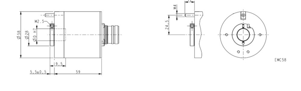 wymiary - LIKA EMC58 PA enkoderz wyjściem analogowym