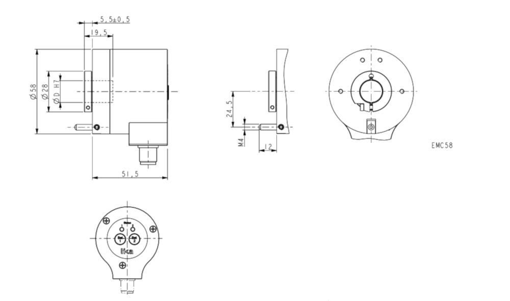 Wymiary - LIKA EMC58 TA wieloobrotowy enkoder optyczny