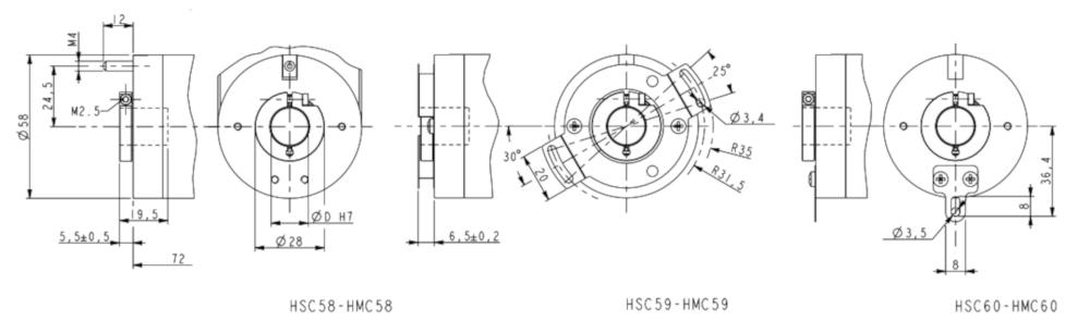 Wymiary - enkoder absoluny LIKA HMC58 FB