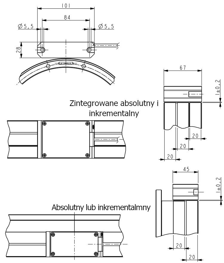 Wymiary - enkoder bezłożyskowy LIKA SLAX