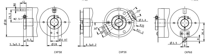 Wymiary - enkoder inkrementalny LIKA CKP58 CKP59 CKP60