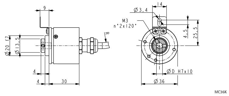 Wymiary - enkoder inkrementalny LIKA MC36K