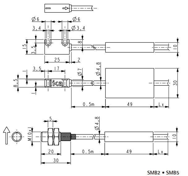 Wymiary - enkoder liniowy LIKA SMB2 • SMB5