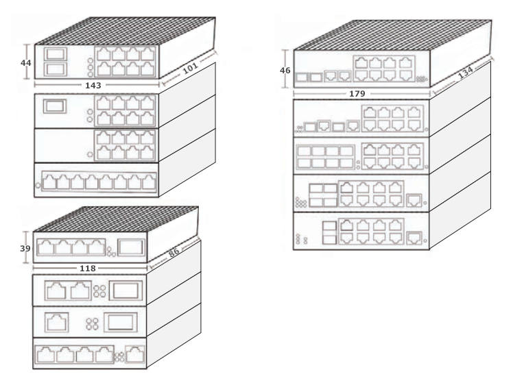 Wymiary - przemyłowy switch Ethernet zarządzalny lub niezarządzalny ODOT-ES3