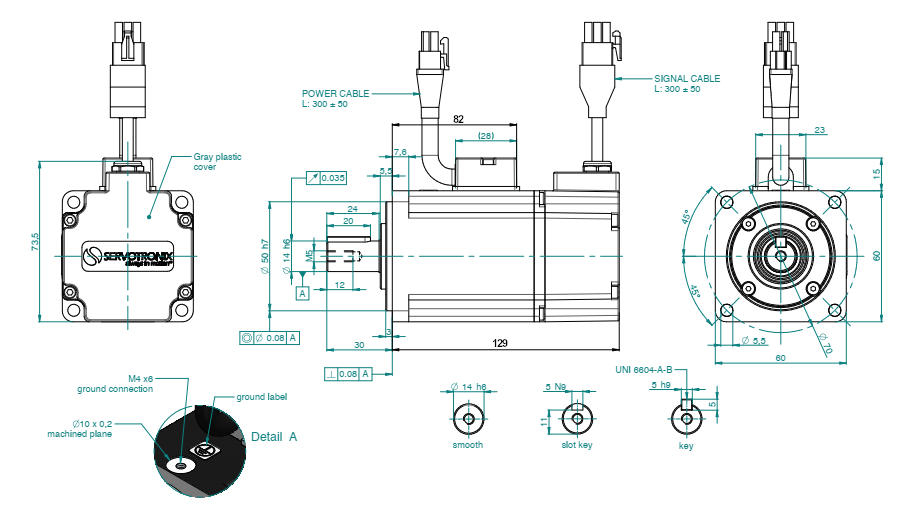 Wymiary - serwomotor Servotronix P2-06B23035S30D