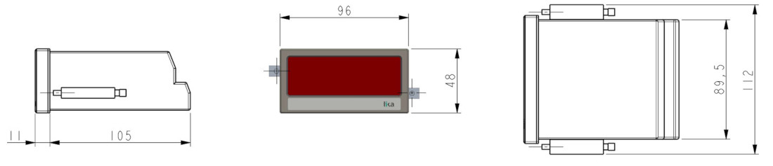 Wymiary - wielofunkcyjny wyświetlacz do czujników analogowych LIKA LD210